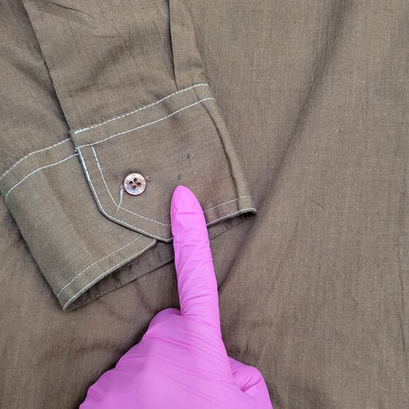 Vintage 70s Van-Cort MOD Button Shirt XL 24x30 Brown - Picture 5 of 12